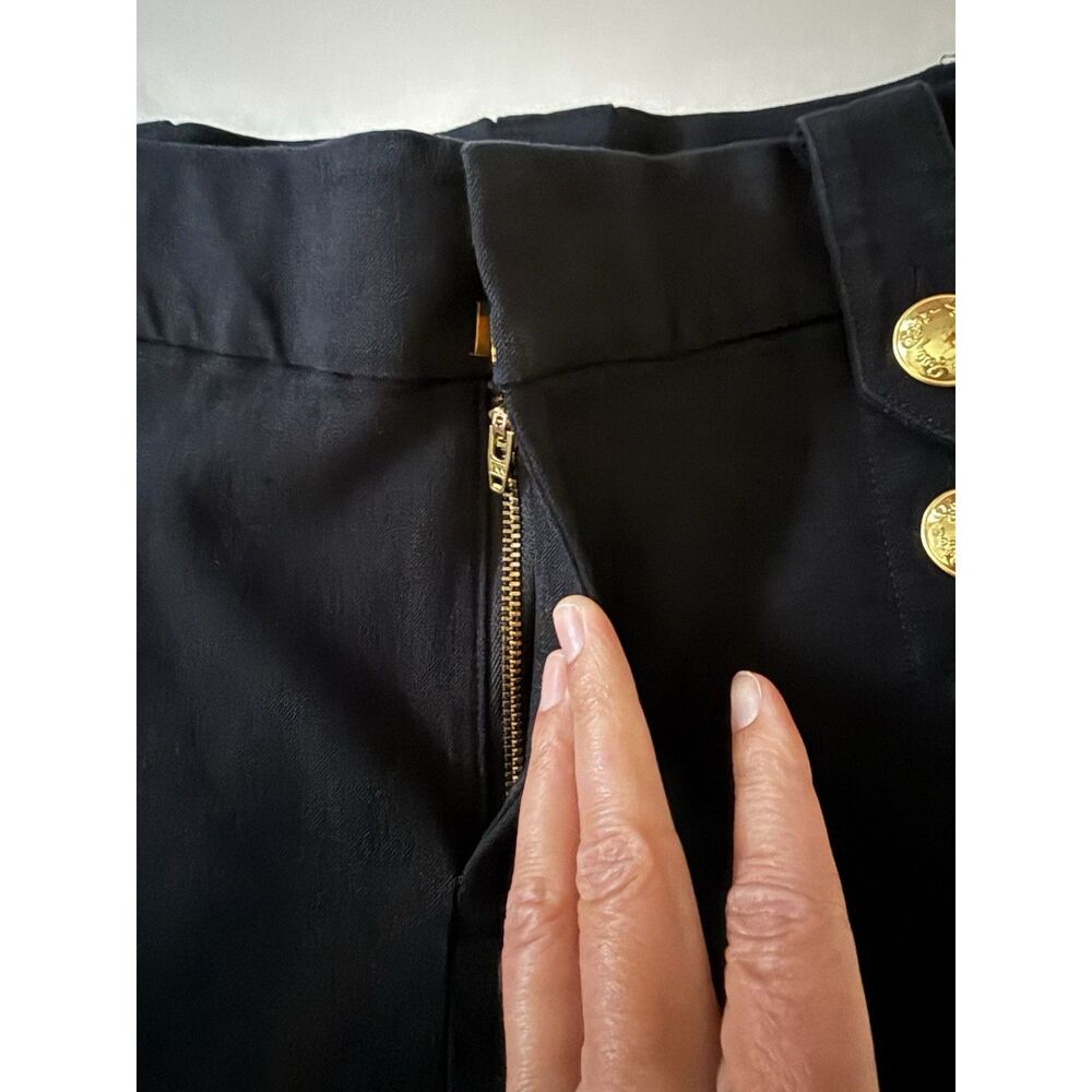 Lilly Pulitzer Parrish Crop Flare Pants Black Sailor Gold Buttons Preppy Size 4 - Picture 11 of 14